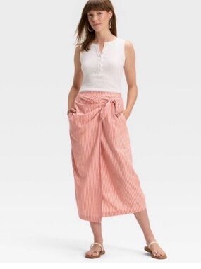 Universal Thread Target Women’s Striped Tie Wrap Midi Skirt New Pink Size XL